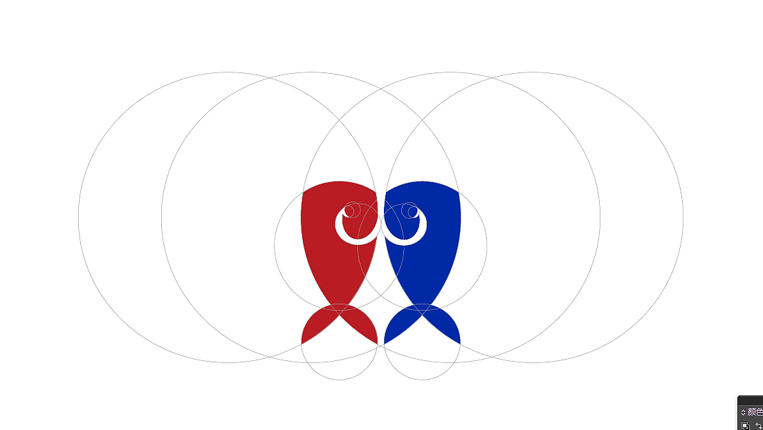 第二个阴阳鱼中间负型留出"s"双字拼音首写字母,程序说像商业银行logo