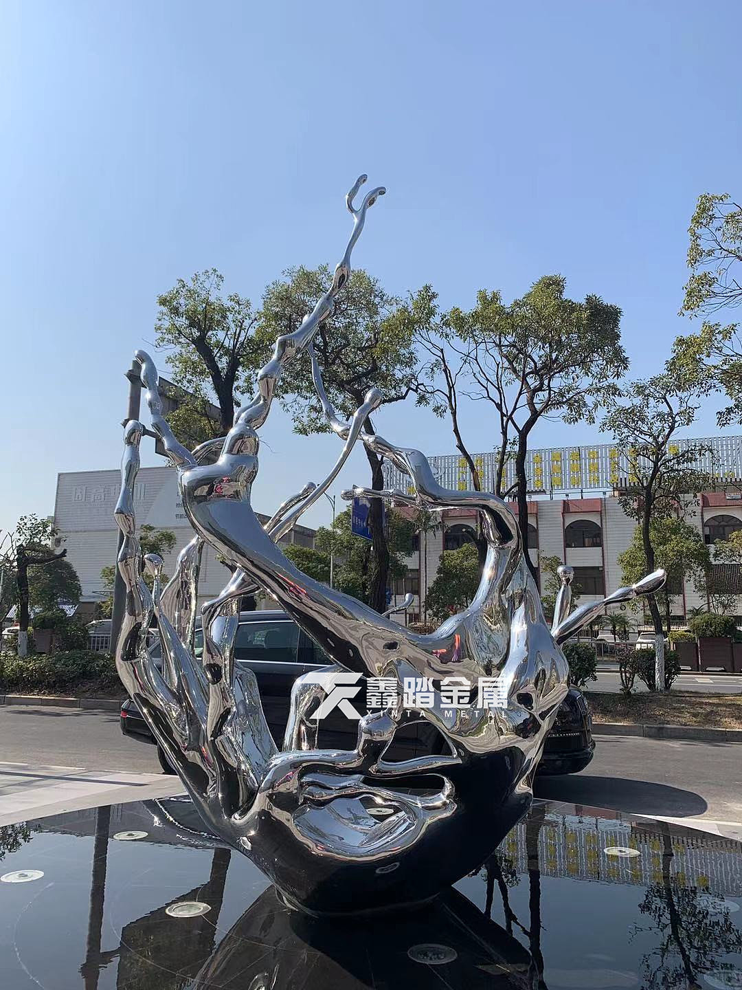 艺术镜面不锈钢水滴雕塑 不锈钢水浪雕塑