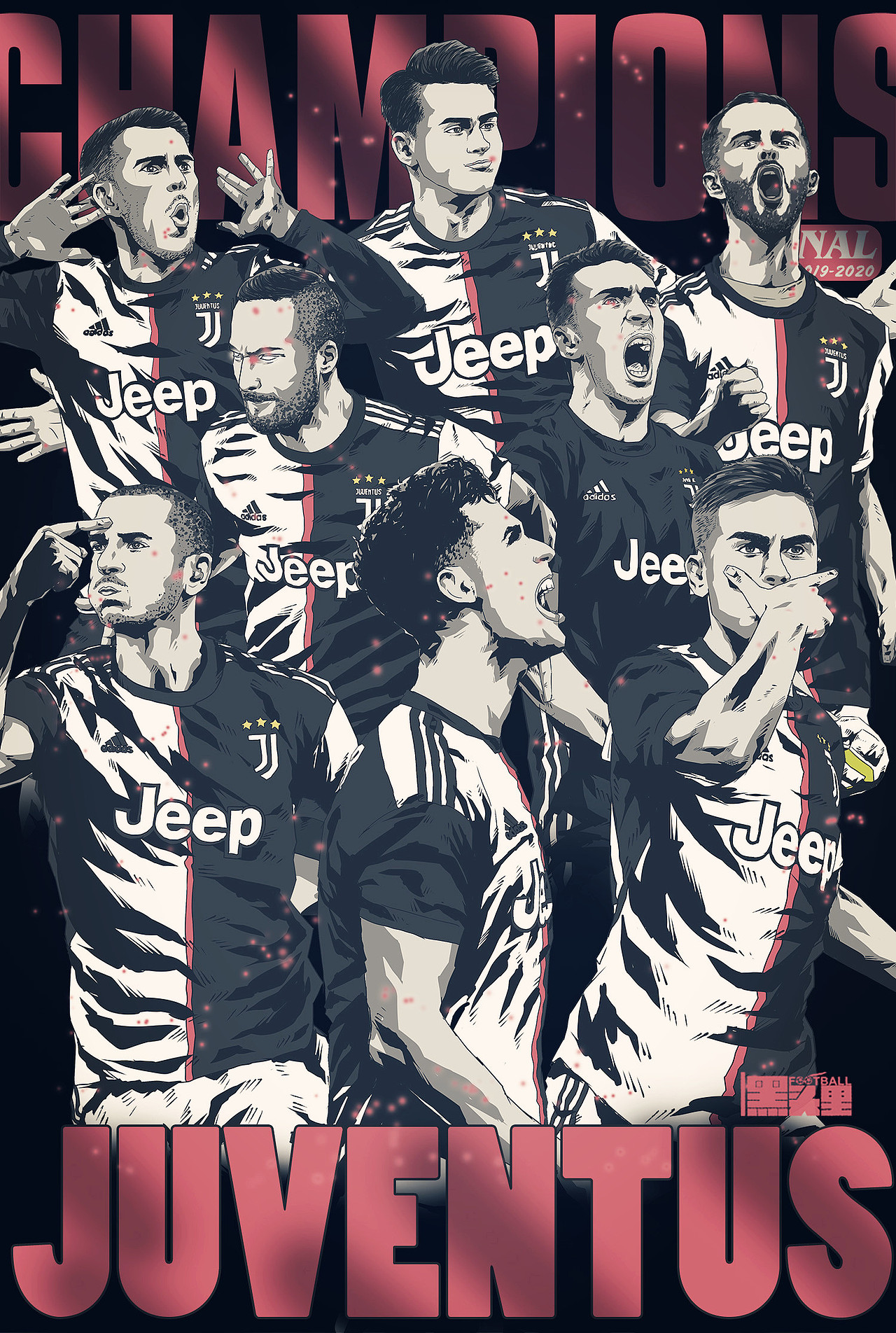 足球插画——2019-2020赛季尤文图斯