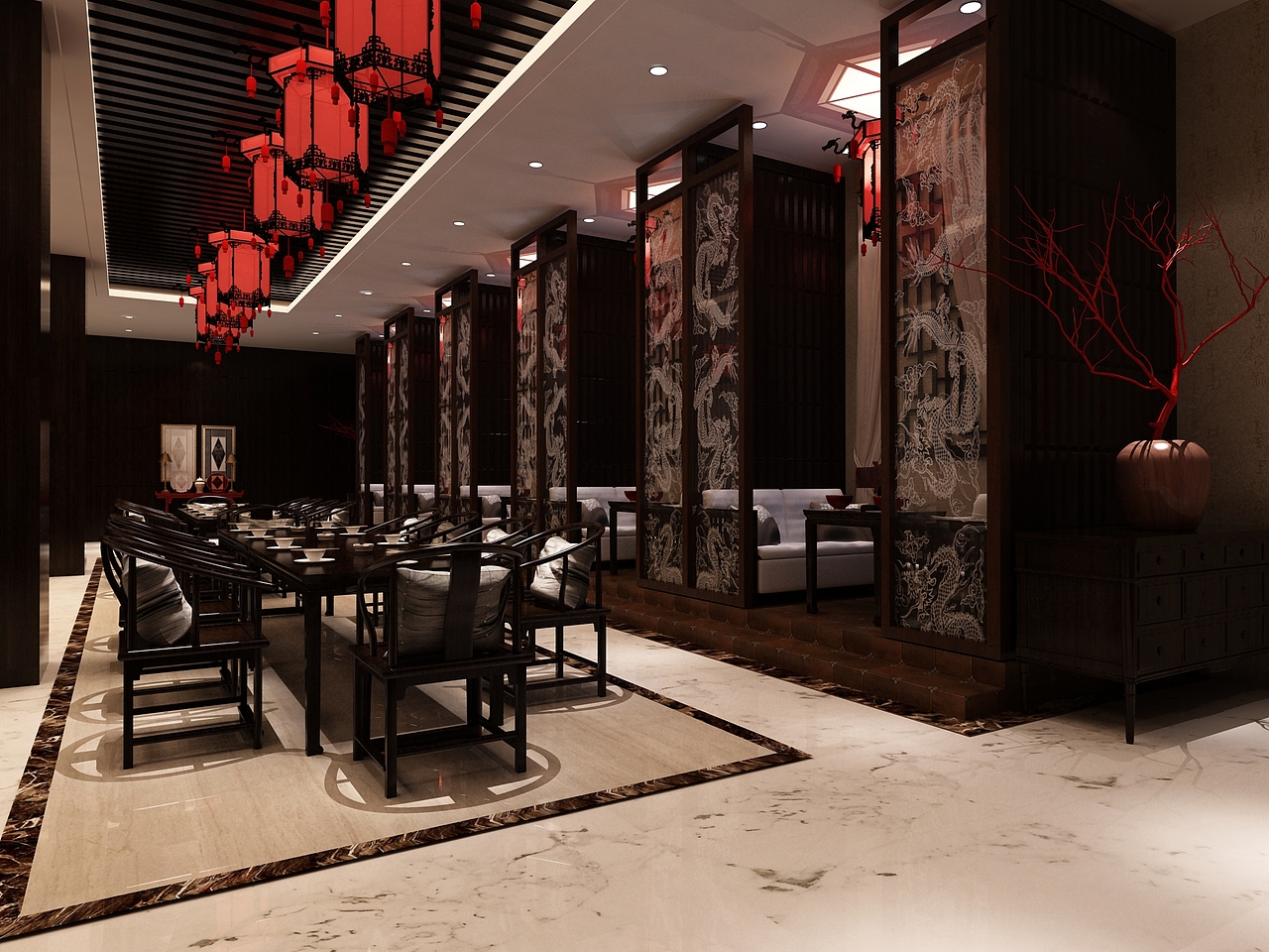 大型中式餐厅设计（图ZNDk5NDY1OTY=） - 家装设计 - 站酷设计师张璞原创素材 - 站酷ZCOOL