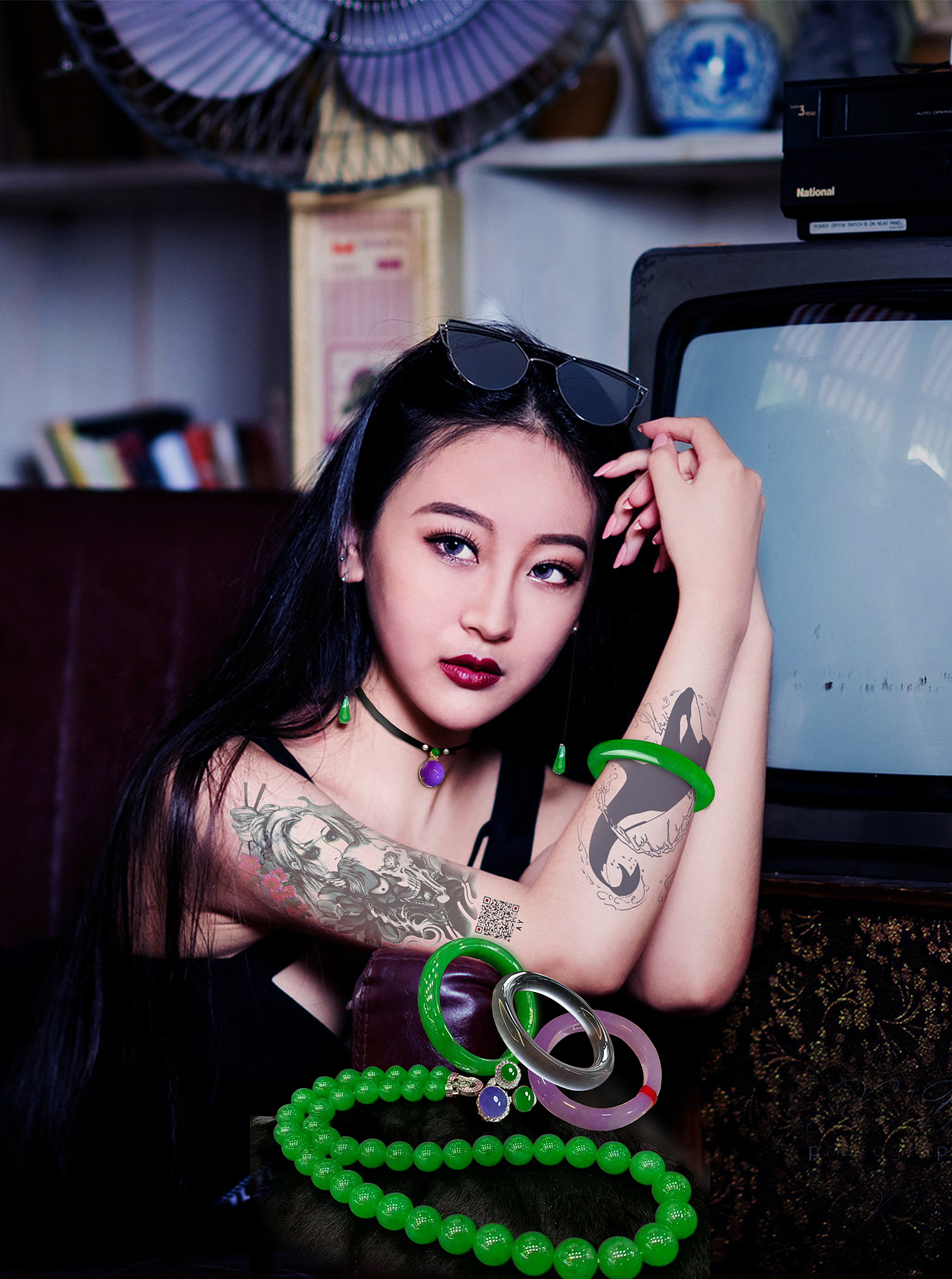 创意合成翡翠直播封面图