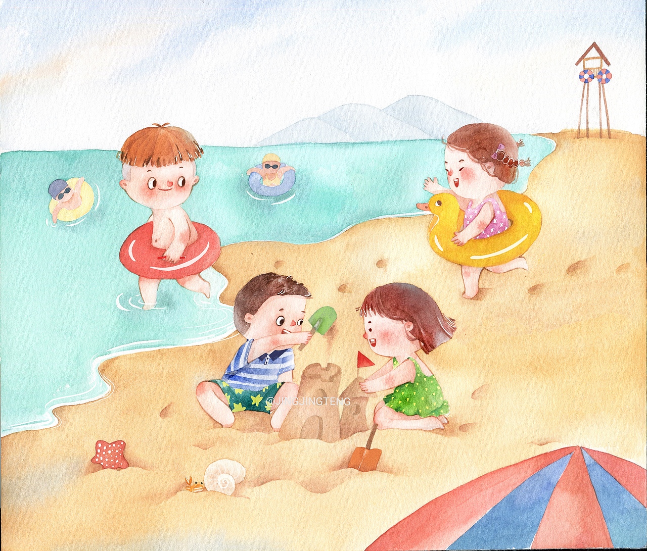 小孩們的四季謠（圖ZMTc0ODczNjY4） - 兒童插畫 - 站酷設計師菁菁藤原創(chuàng)素材 - 站酷ZCOOL