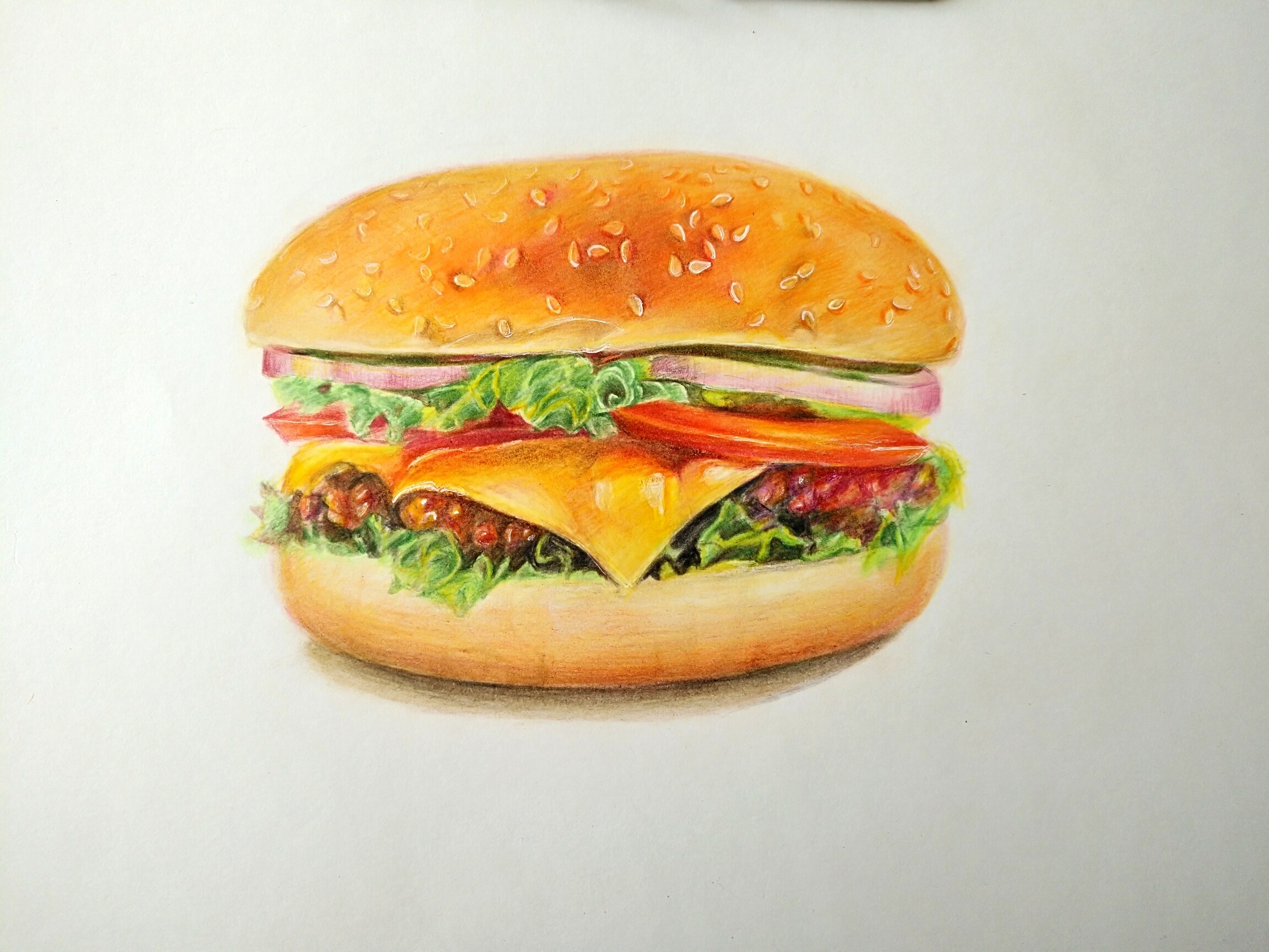汉堡包水彩画图片