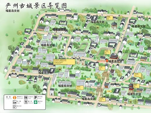 严州古城旅游导览图智慧语音手绘地图图二