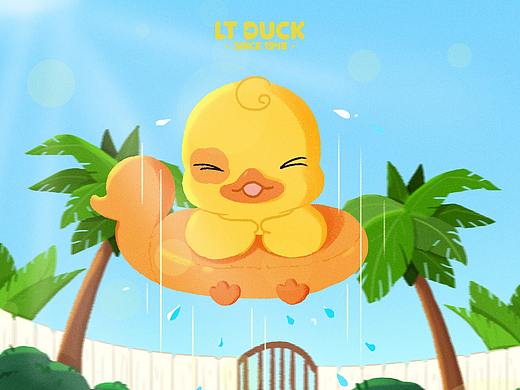 壁纸丨小黄鸭LTDUCK泳池派对