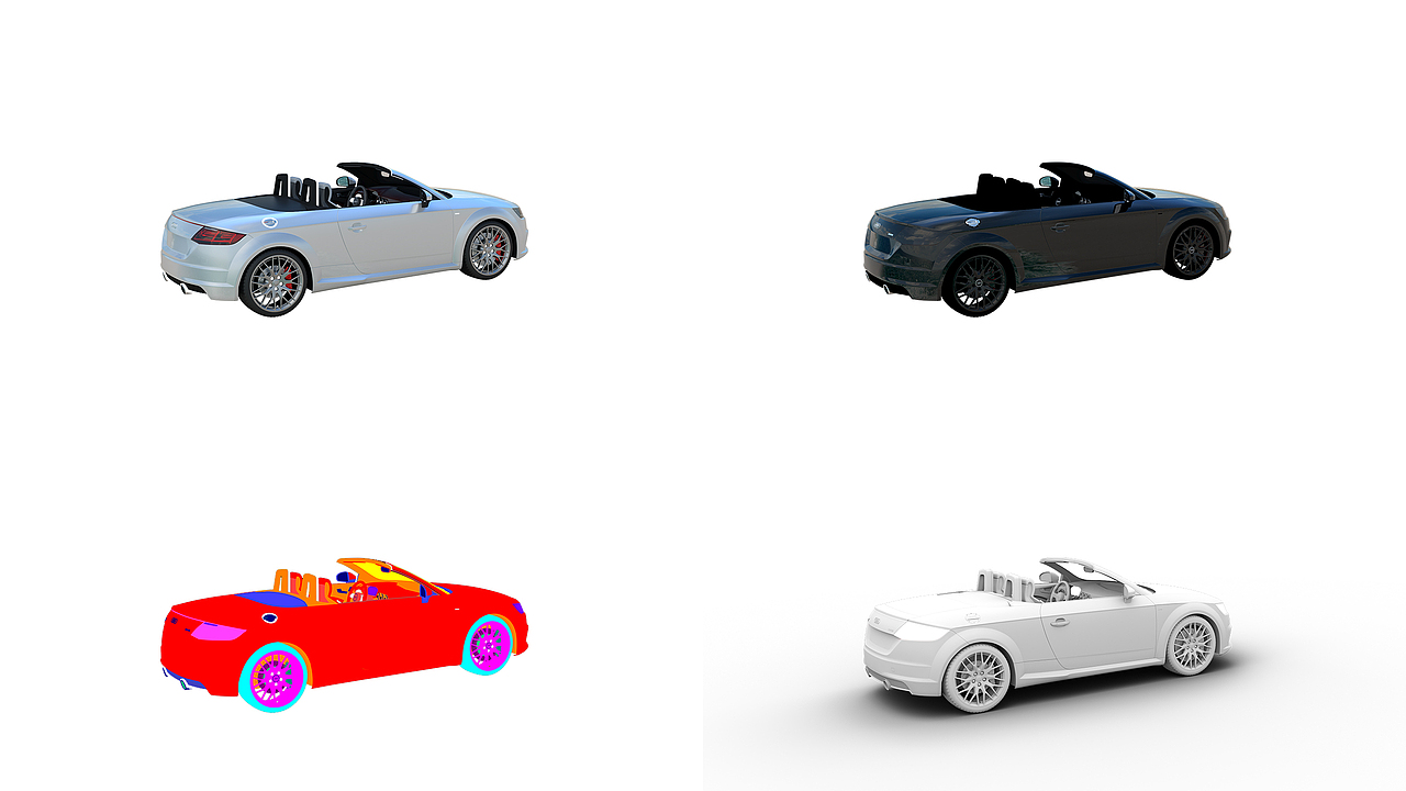 奥迪敞篷汽车海景合成海报 后期渲染广告