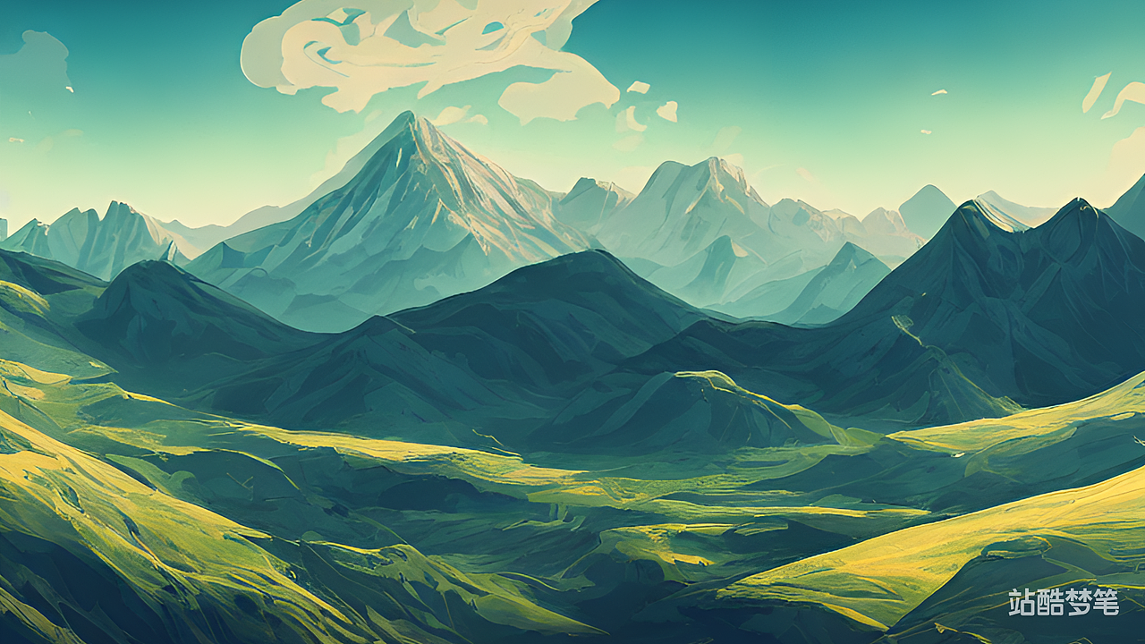 #站酷梦笔#山脉（图ZMzI1NTgxOTg4） - AI作品 - 站酷设计师上班哪有不摸鱼的原创素材 - 站酷ZCOOL