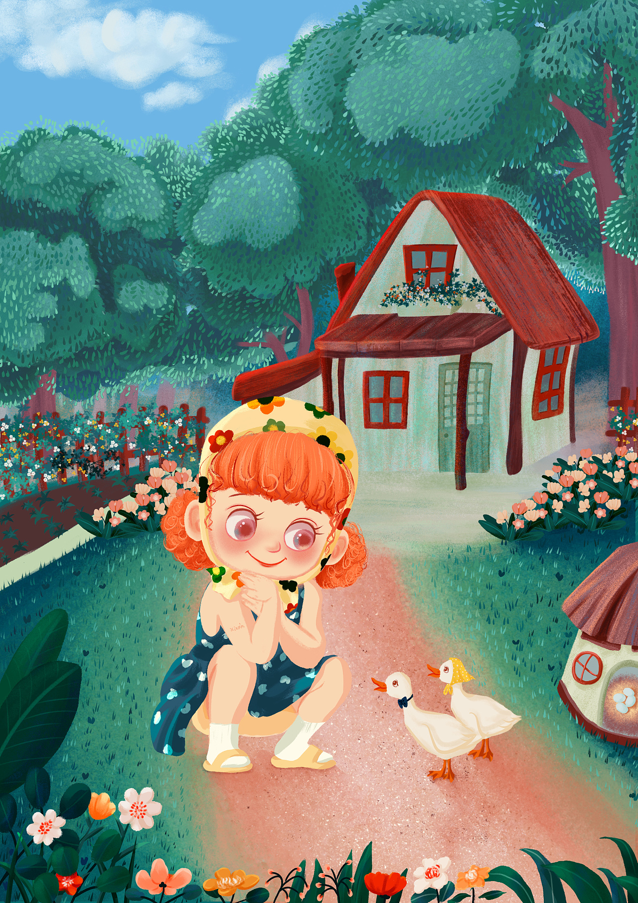 丫丫和鸭鸭的故事|插画|儿童插画|心心xinxin - 原创作品 - 站酷