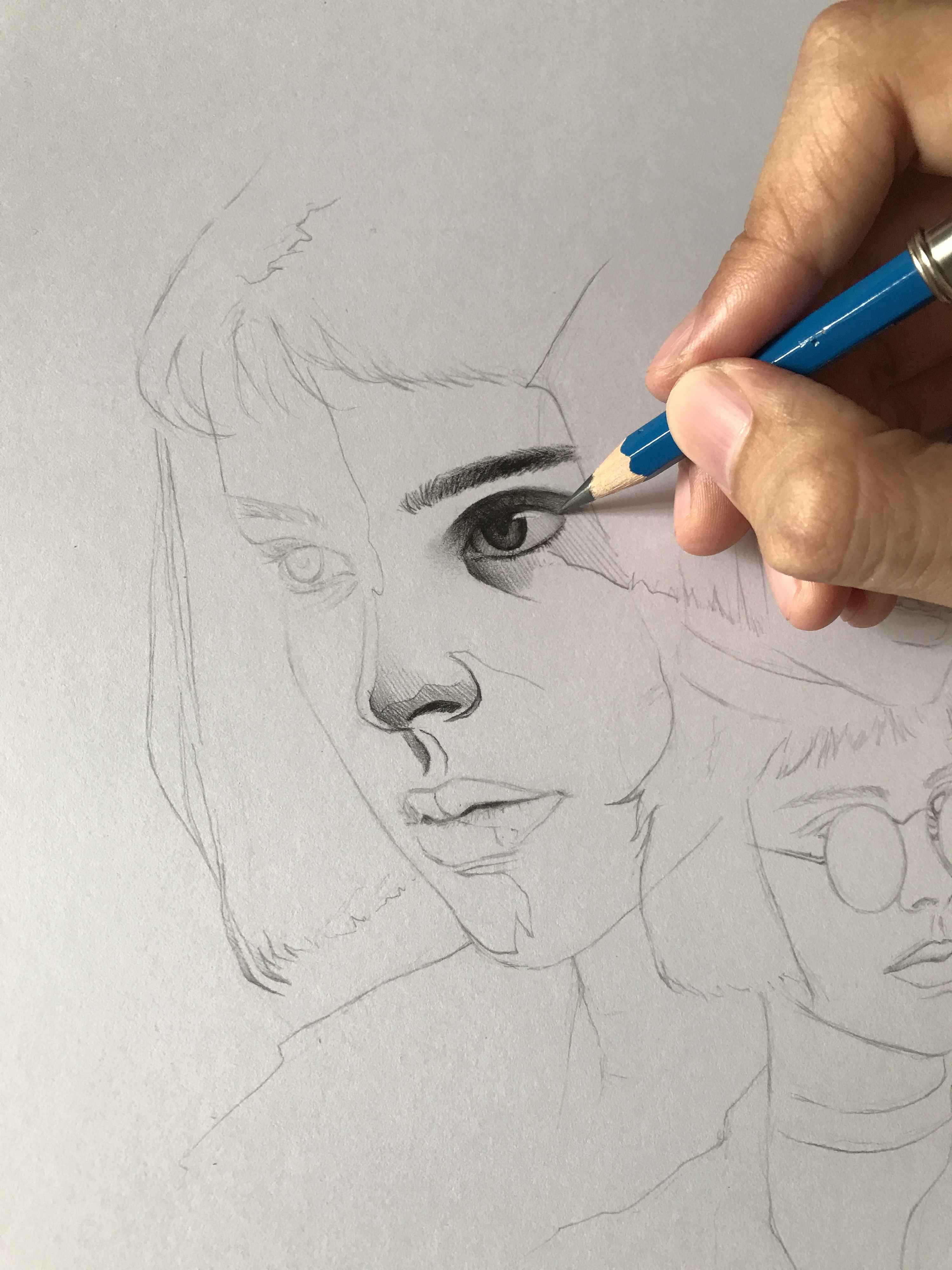 铅笔手绘插画-这个杀手不太冷