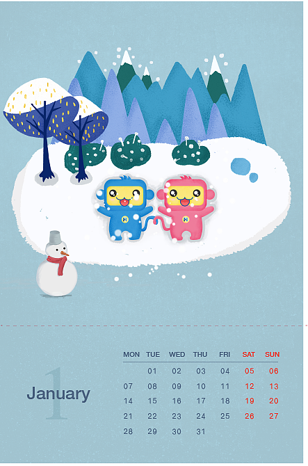 插画台历（图ZMTM5MTA3NDAw） - 宣传物料 - 站酷设计师萝卜爱吃虾原创素材 - 站酷ZCOOL