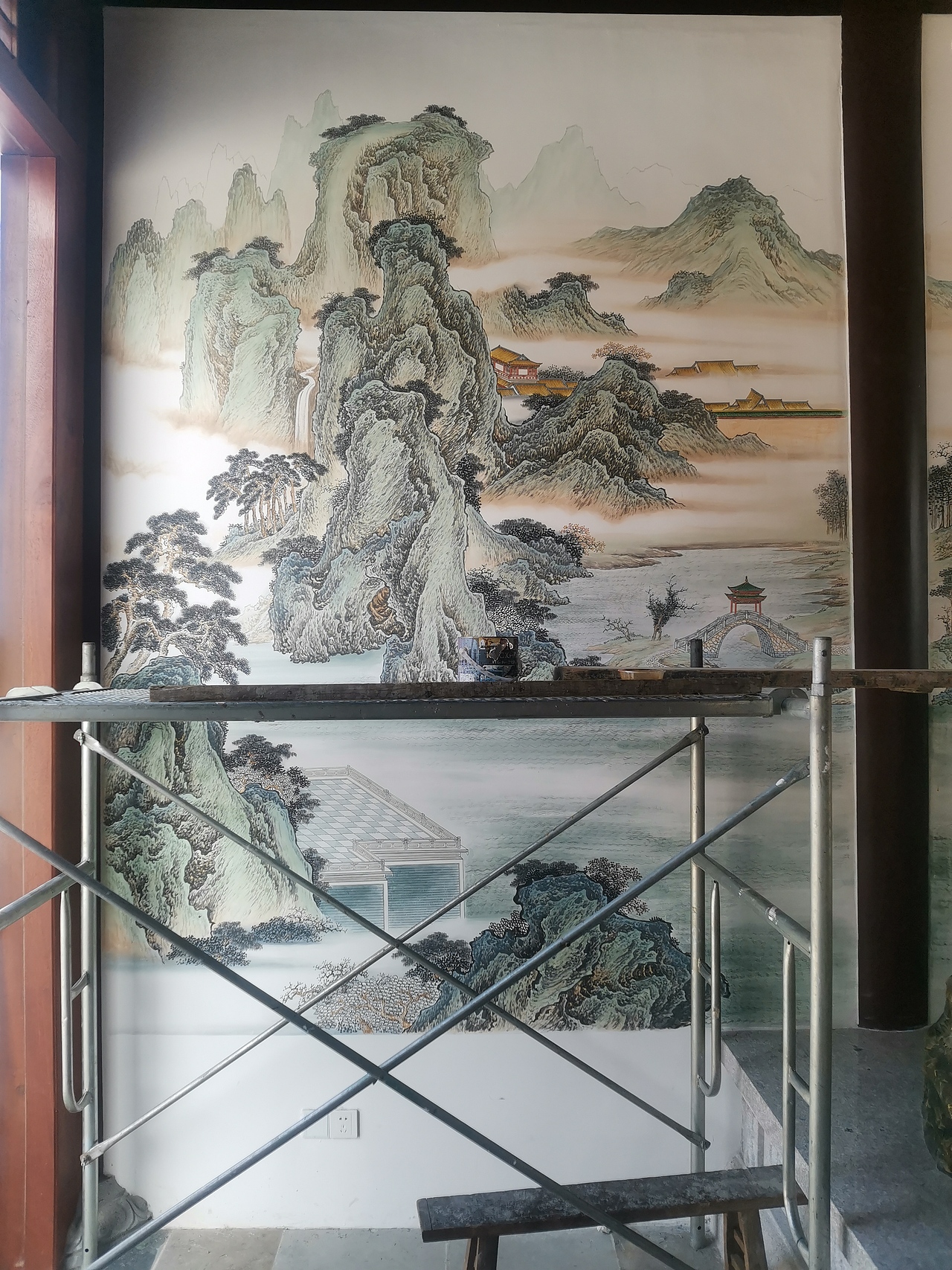 一个大神的山水壁画,超级超级超级好看!