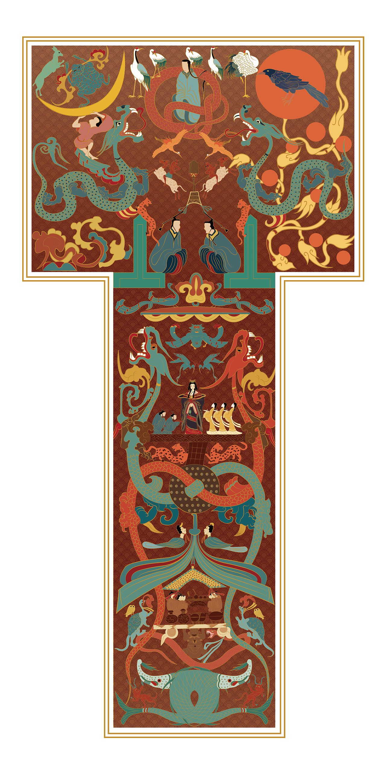 T形帛画（图ZMjI2NDUyNTMy） - 绘本 - 站酷设计师久七ZD原创素材 - 站酷ZCOOL