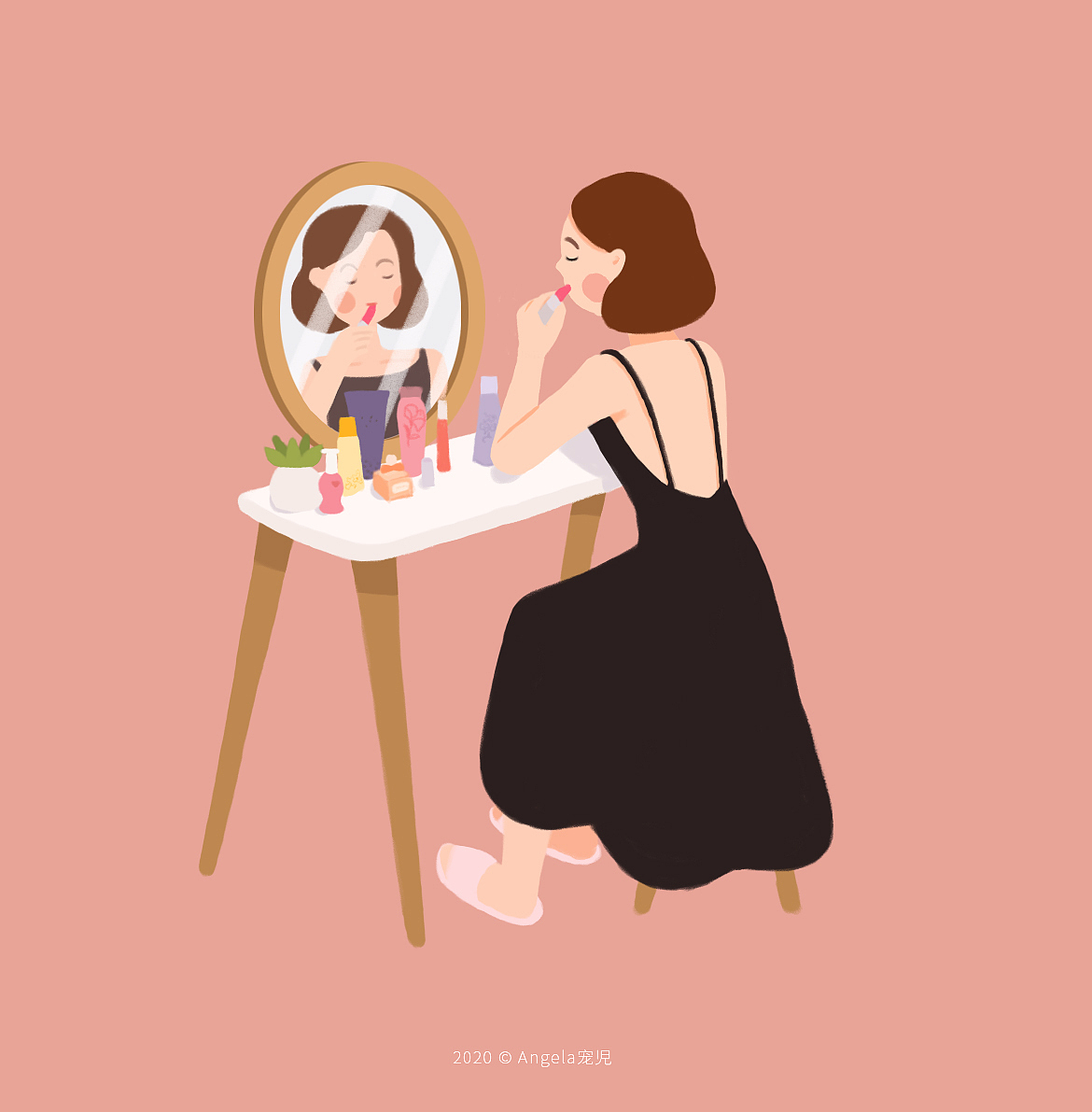 一个人，喜欢没事化化妆，把自己打扮的像是天仙下凡，迷倒了自己，这时候
有闺蜜电话的邀约，便是完美。