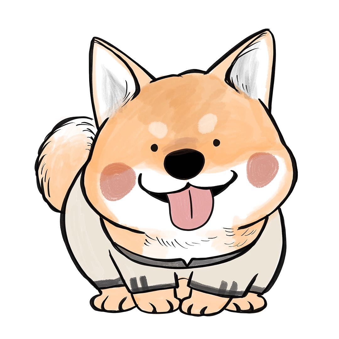 可爱的柴犬小狗卡通插画 Cute Shiba Inu Dog Laying Illustration Cartoon – 设计小咖