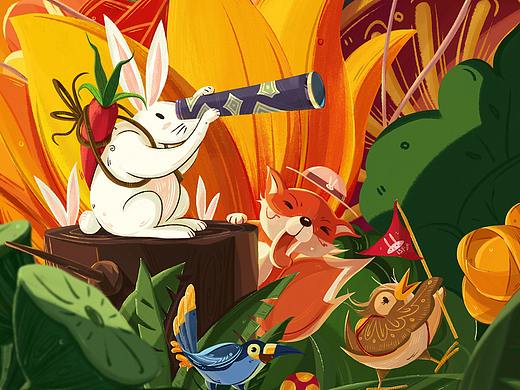 【插画练习】兔子的探险朋友们