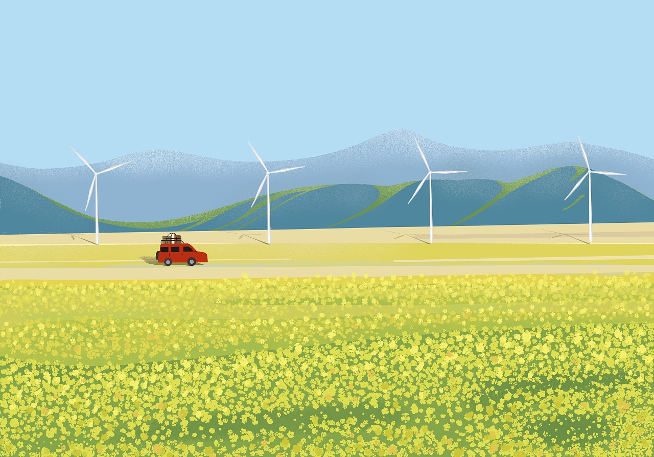 简洁风景治愈插画