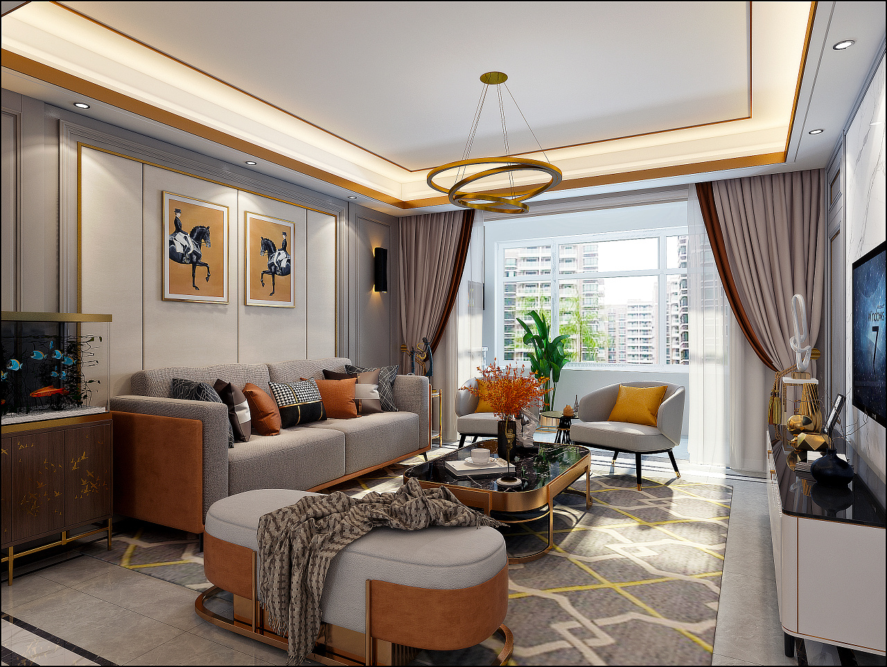 济南章丘鲁能公馆128平方现代轻奢风格装修案例