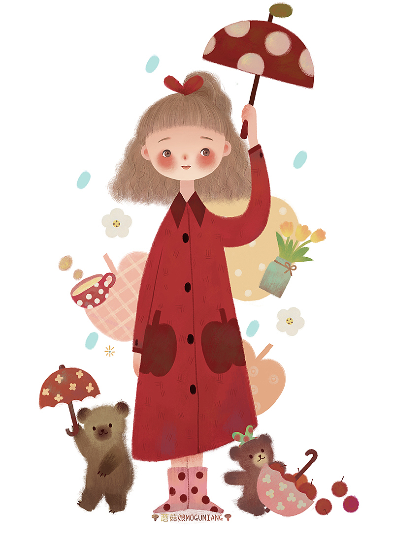 苹果小厨娘和她的小客人们系列（图ZMjQ3MTg4Nzgw） - 创作习作 - 站酷设计师蘑菇娘Jenda原创素材 - 站酷ZCOOL