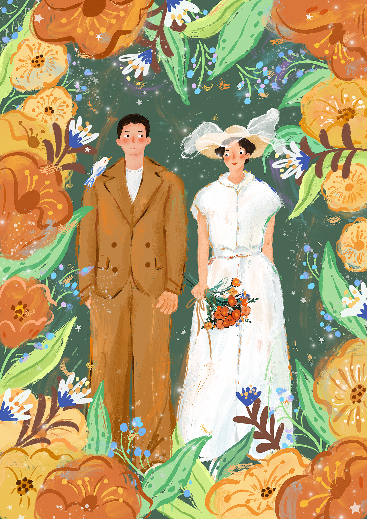 一组婚礼插画请柬，邀请函系列（图ZMjU0MzQzMDQ0） - 商业插画 - 站酷设计师朱鼓励鼓励鼓励原创素材 - 站酷ZCOOL