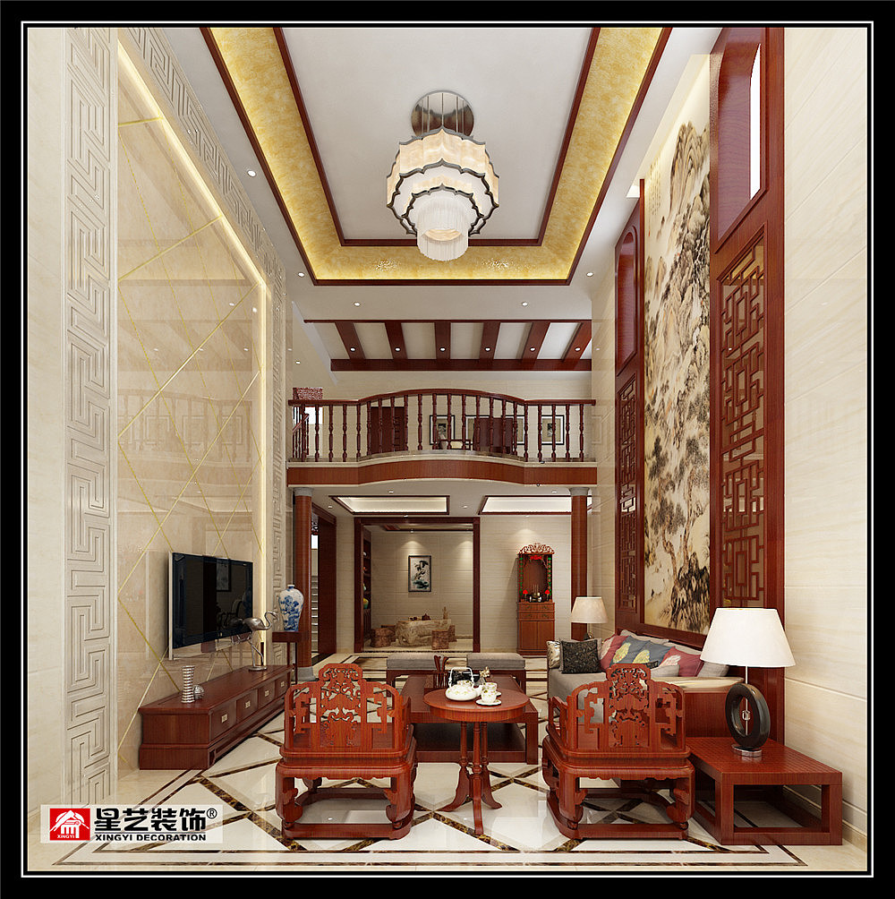 保利公园三千郡别墅装修,新中式书房是我的最爱!