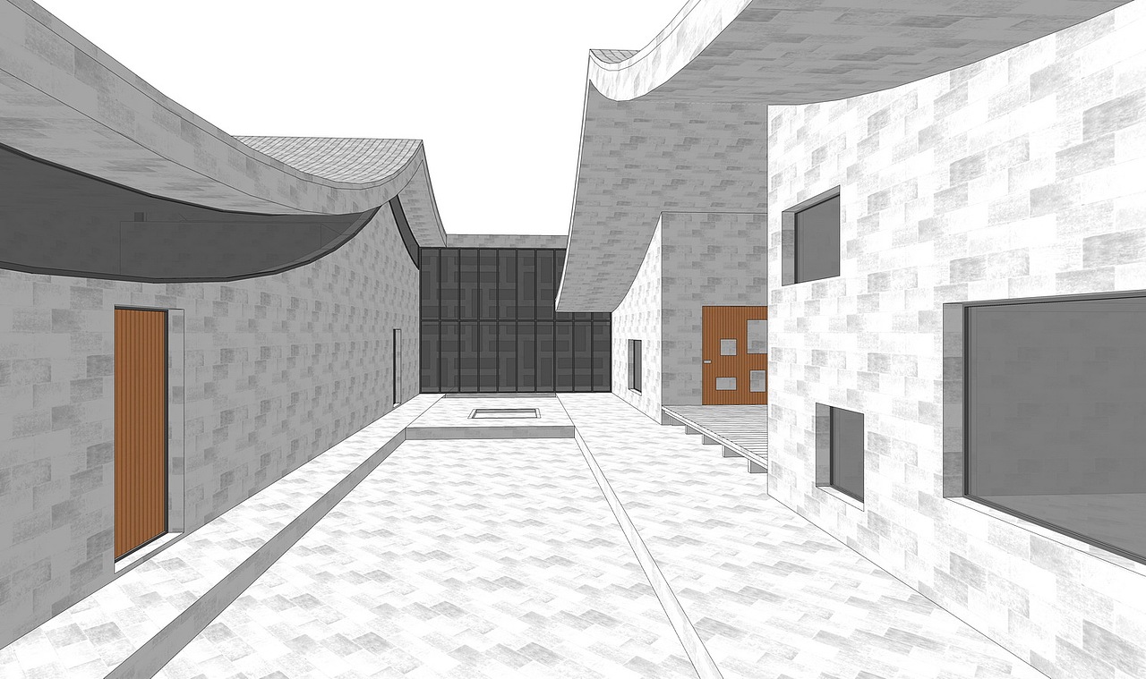 现代乡土建筑三合宅su模型下载|空间|建筑设计|素模网 - 原创作品