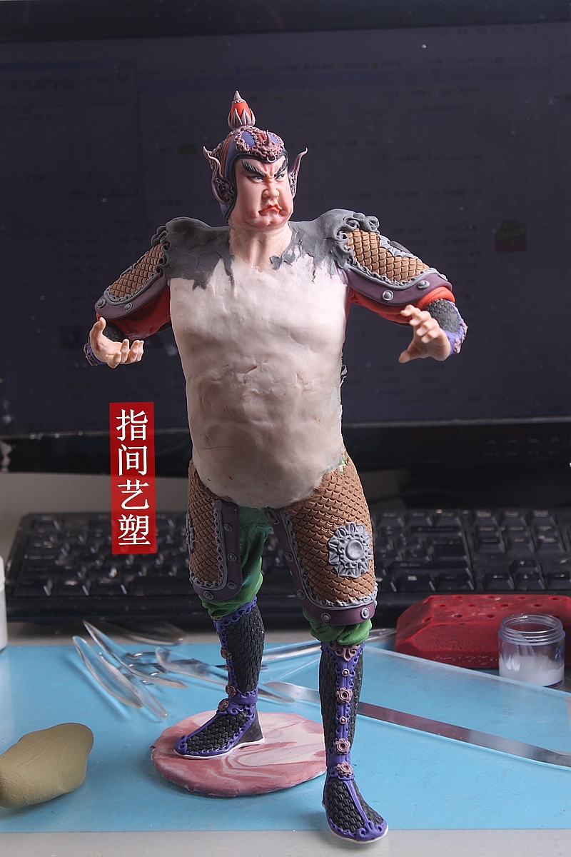 贺加贵面塑软陶(韦陀菩萨 )(图ZNzY4MDM4NzY=) - 手办/模玩 - 站酷设计师贺加贵3D翻糖原创素材 - 站酷ZCOOL