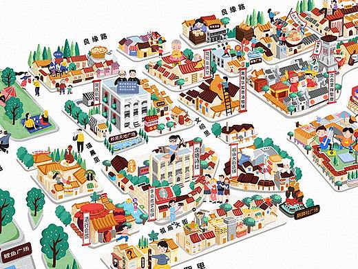 佛山岭南天地美食手绘地图