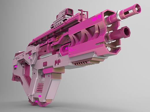 粉色系枪械建模-临摹