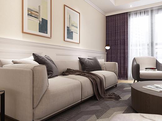 美式简约风客餐厅效果图