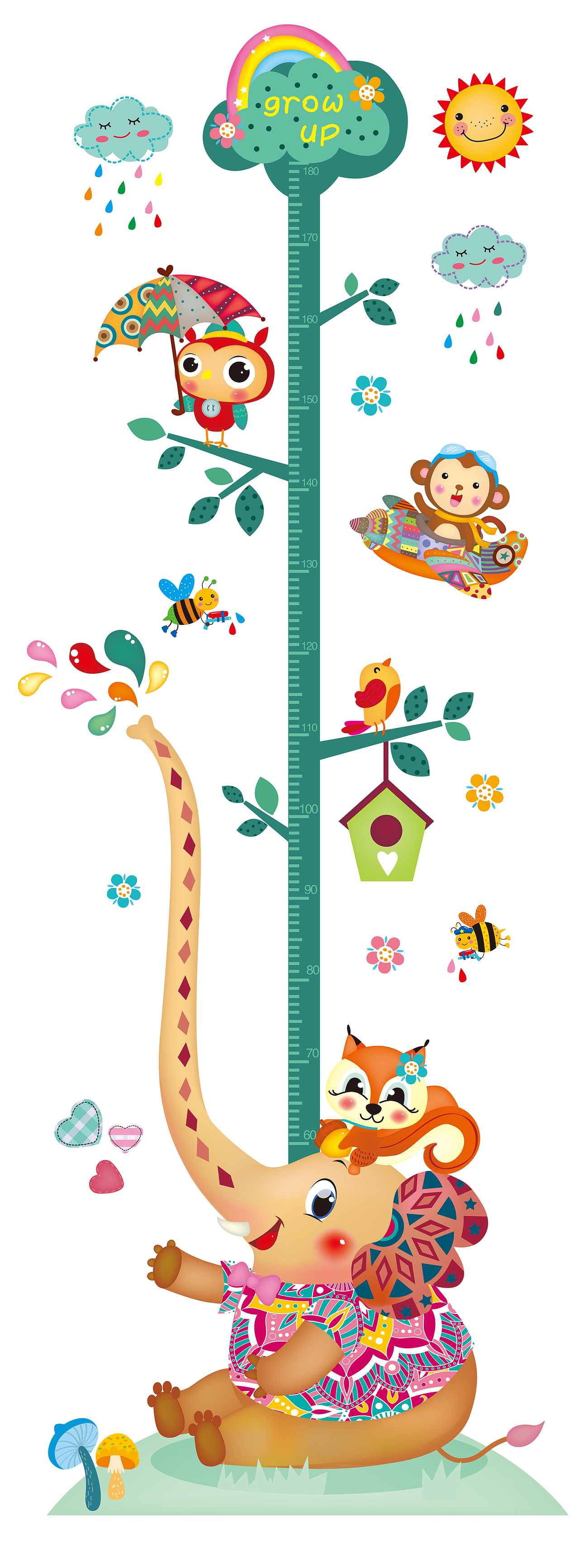 卡通动物身高贴