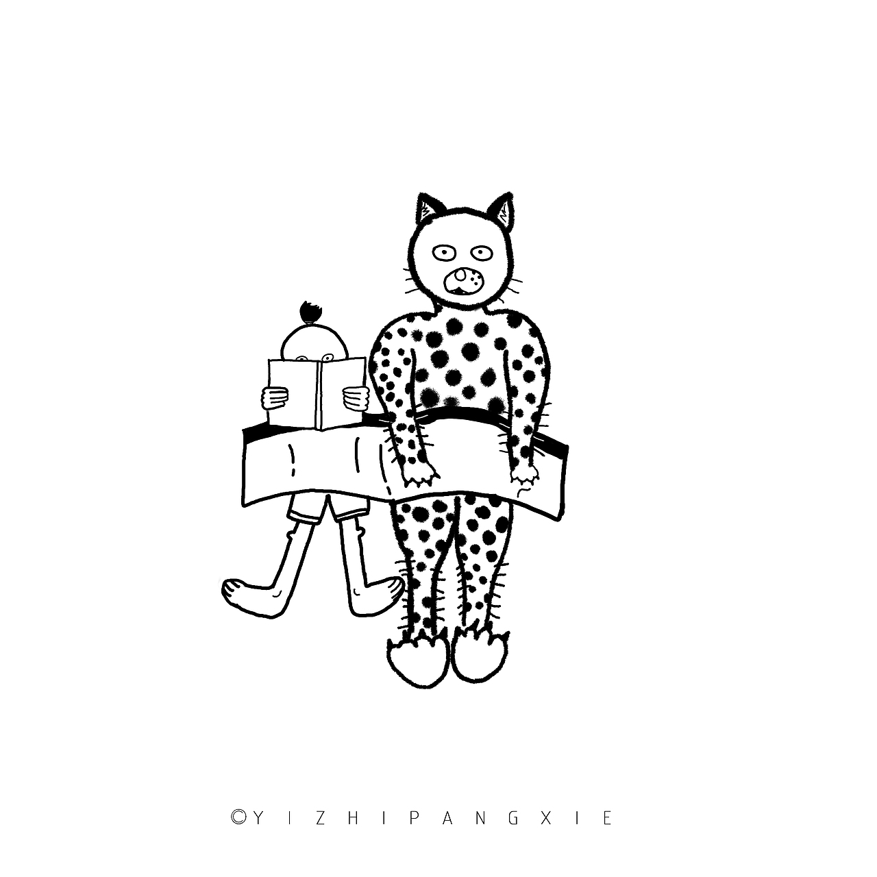 【吾与大猫】（图ZNTk0NjMxNDQ=） - 艺术插画 - 站酷设计师一只螃蟹Cancer原创素材 - 站酷ZCOOL
