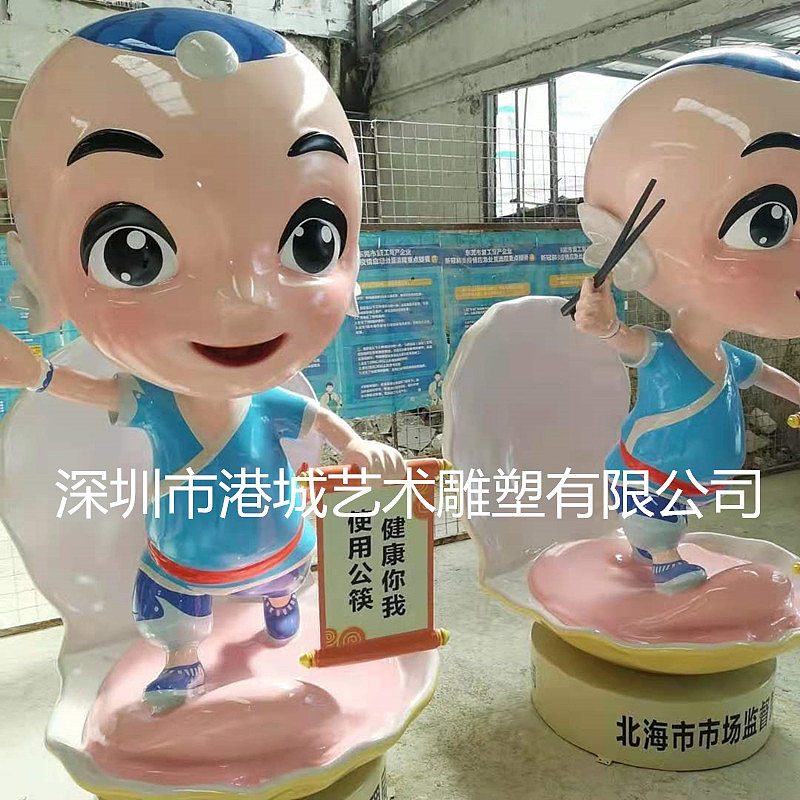 助力全民公筷行动形象吉祥物大使玻璃钢公筷卡通雕塑厂