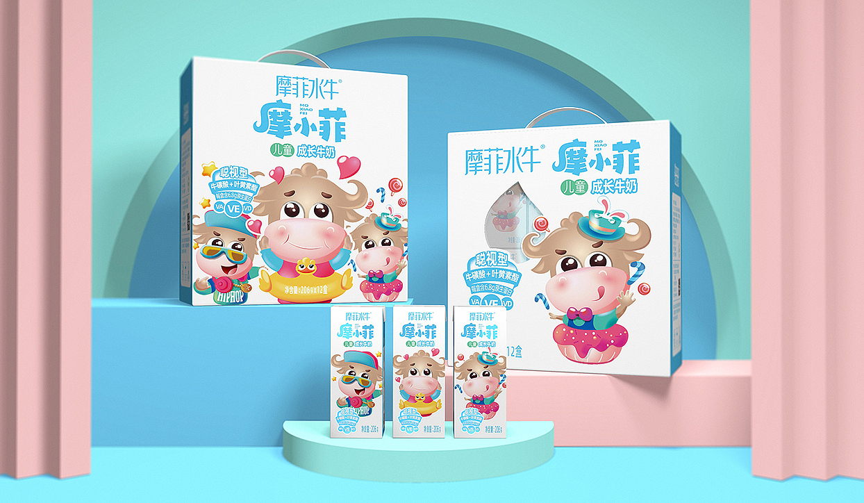 奥格光年/原创案例/《摩小菲儿童牛奶IP&包装》