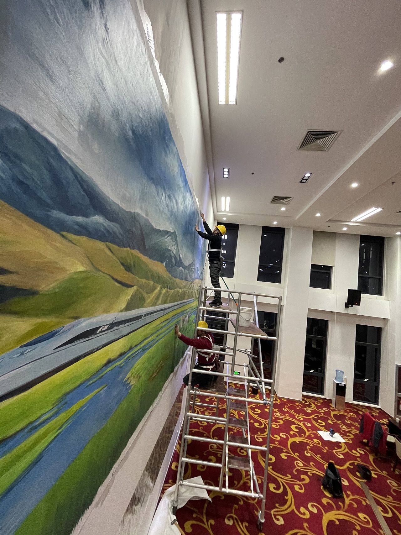 定制类油画—会议大厅定制类油画彩绘施工