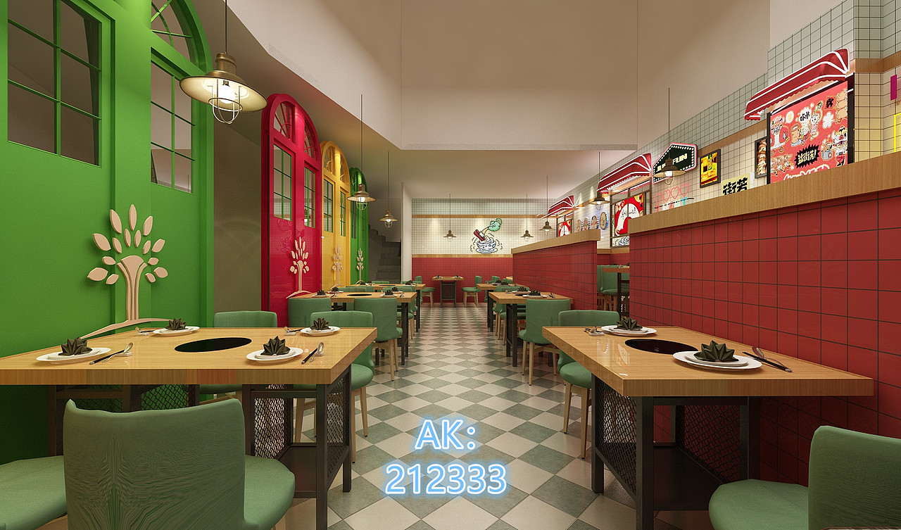 港式茶餐厅3d设计效果图