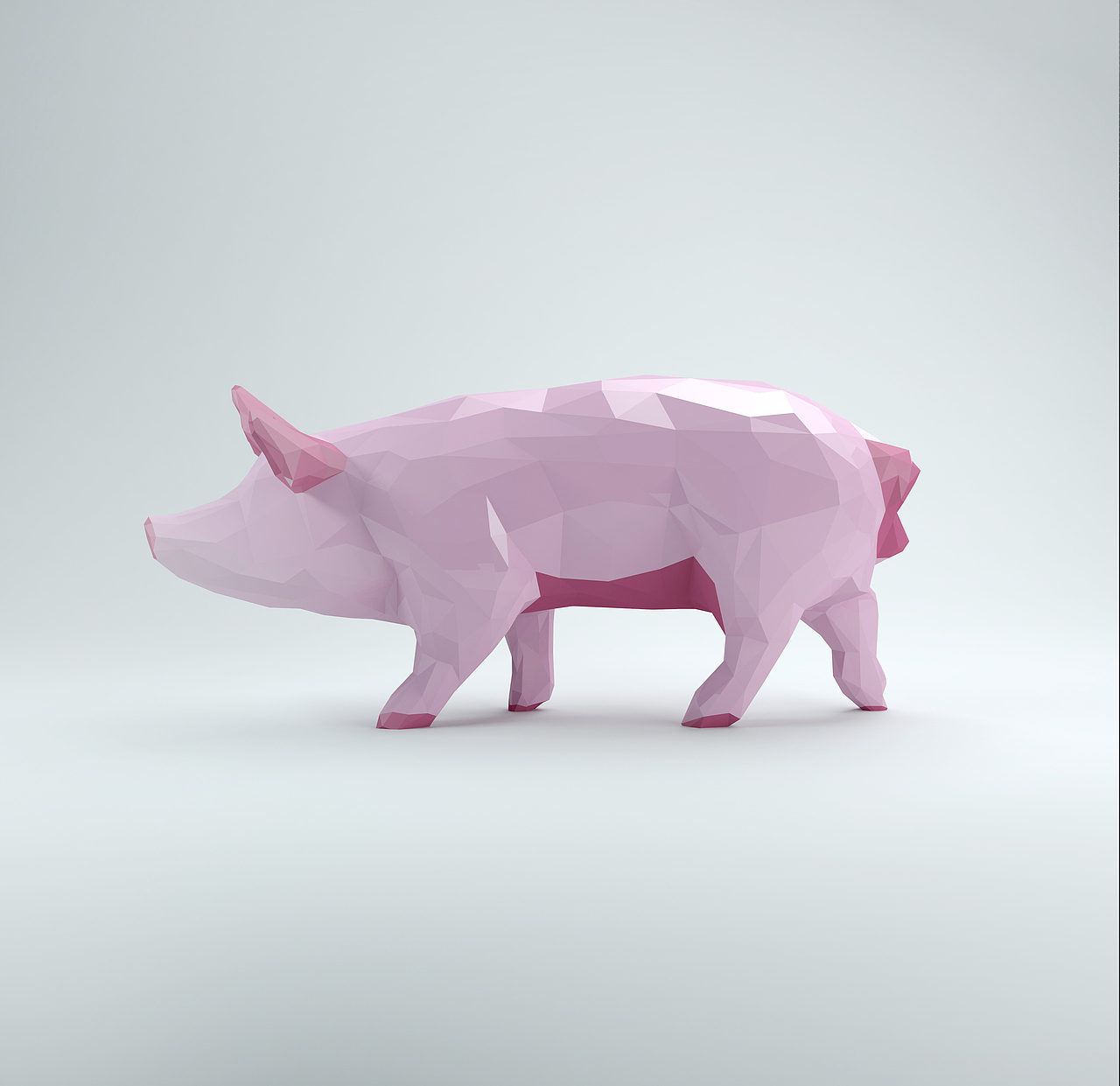 lowpoly粉色小猪