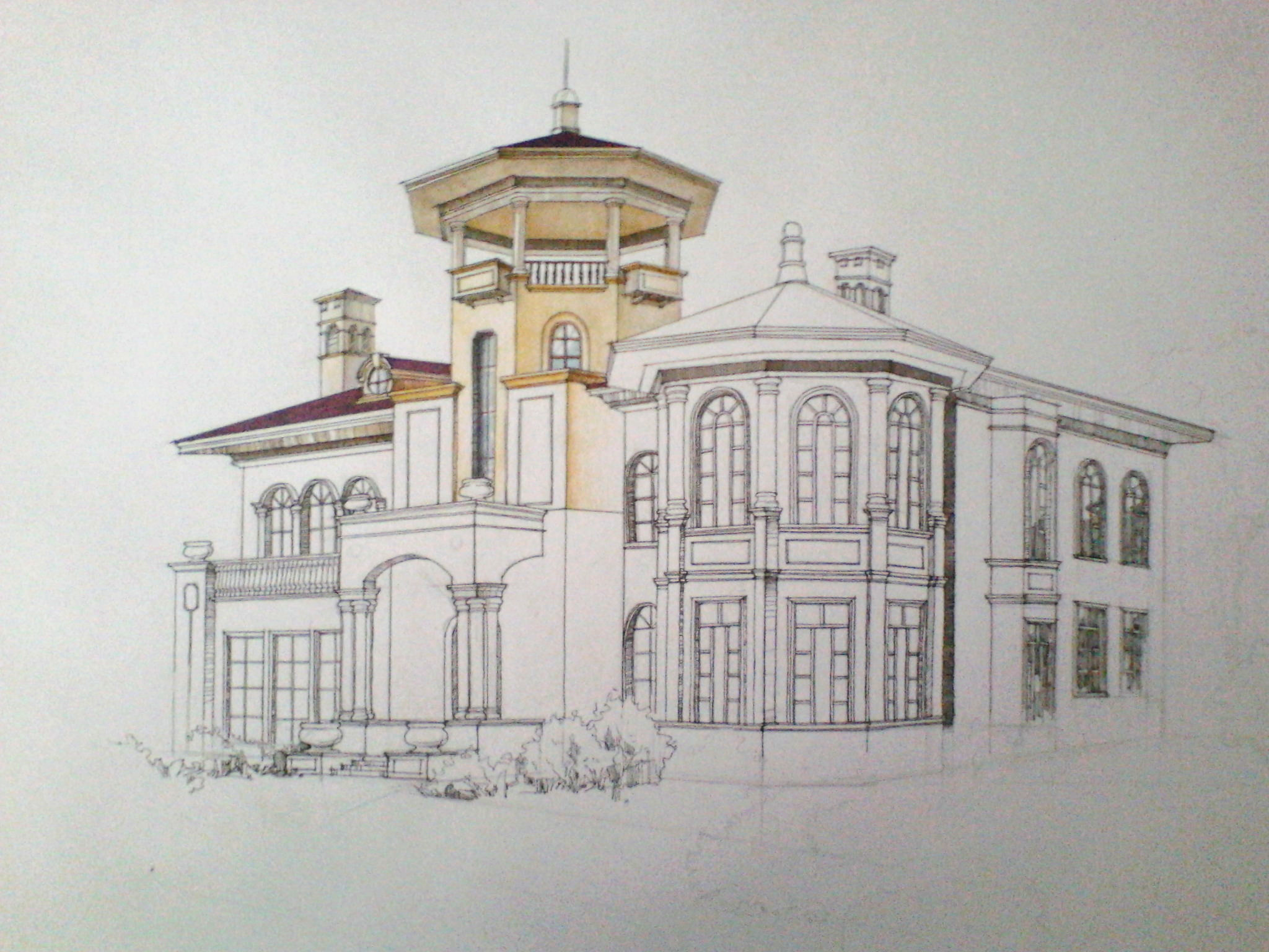 艾瓦别墅手绘图片