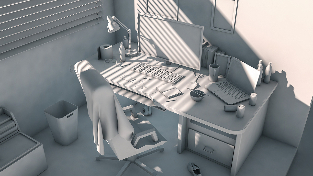 C4D卧室静态场景小房间