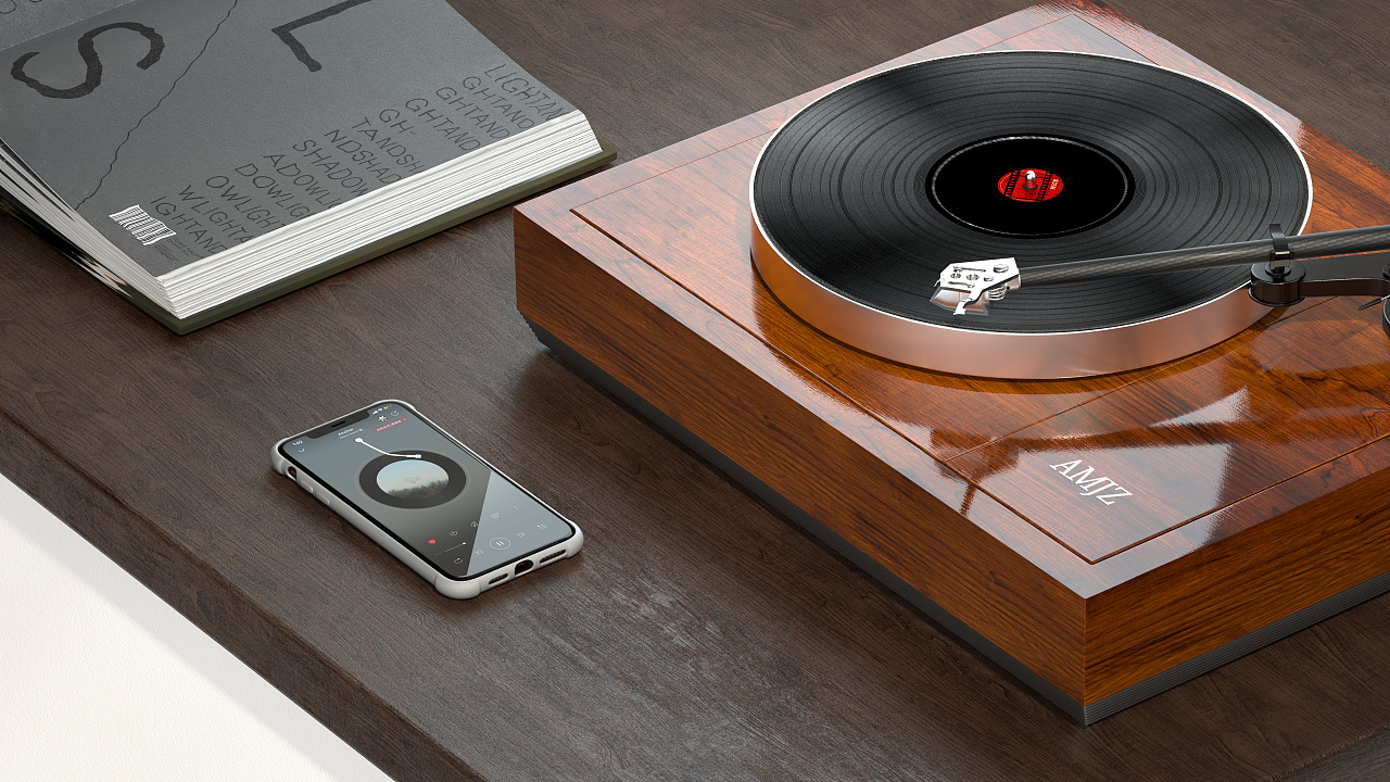 产品渲染----黑胶唱片机record player