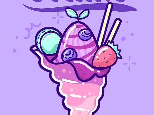 清新可爱饮料系列插画