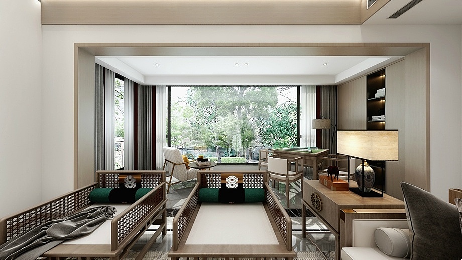 龙湖新江与城天琅联排别墅装修|新中式风格设计意境图