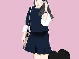 拎着包的少女