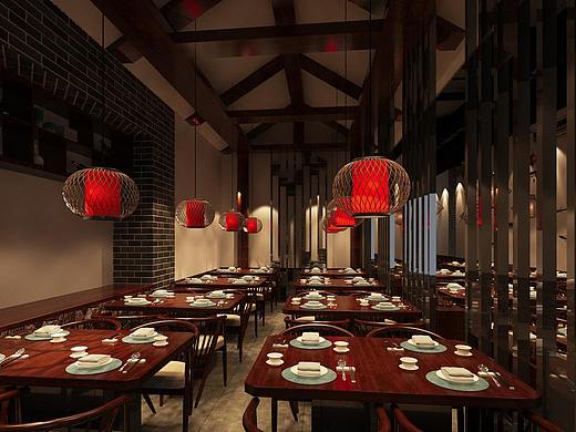 渔乡小厨怀旧风格餐饮店3d设计