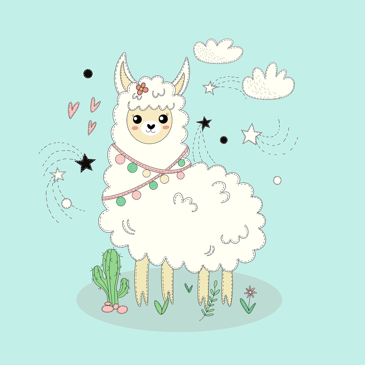 清新活力小羊ip形象插画设计