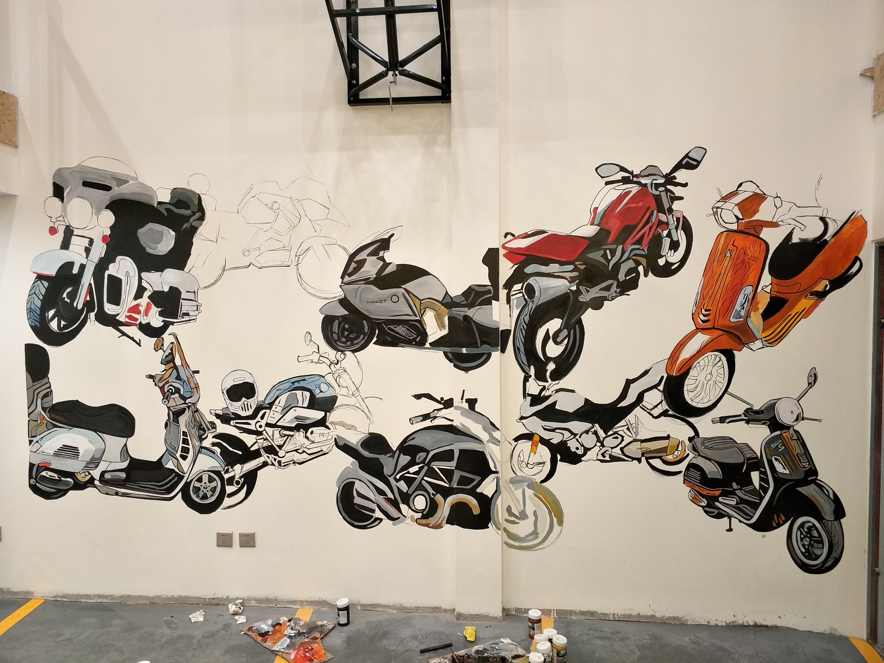 别墅机车手绘墙(未完待续)