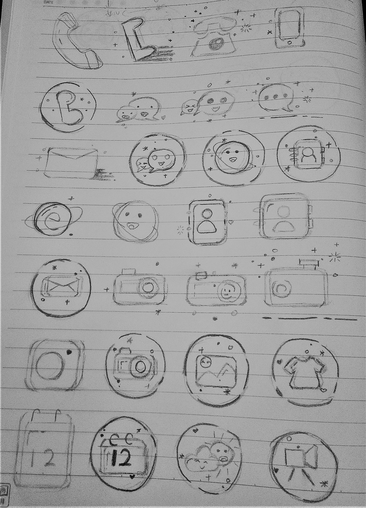 小心就画了这么多 选了一些喜欢的做了一套mbe风主题图标~ 来一张草图