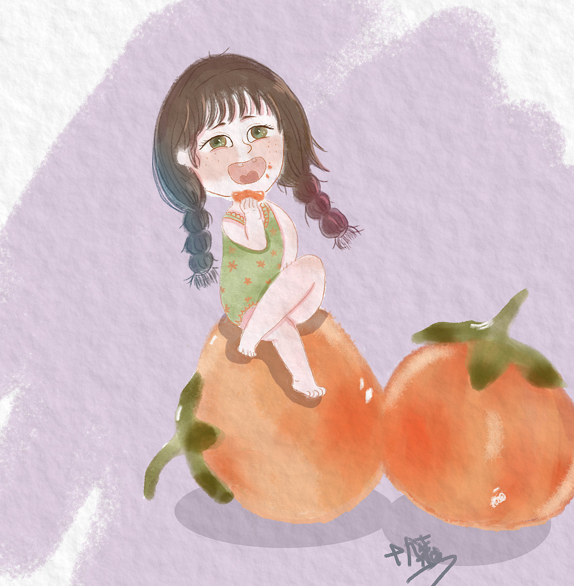 儿童插画 柿柿如意