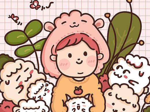 我和小羊（個人主頁-ZNDExMzUwMzI=） - 新銳潮流插畫 - 站酷設計師一棵豆子原創(chuàng)素材 - 站酷ZCOOL