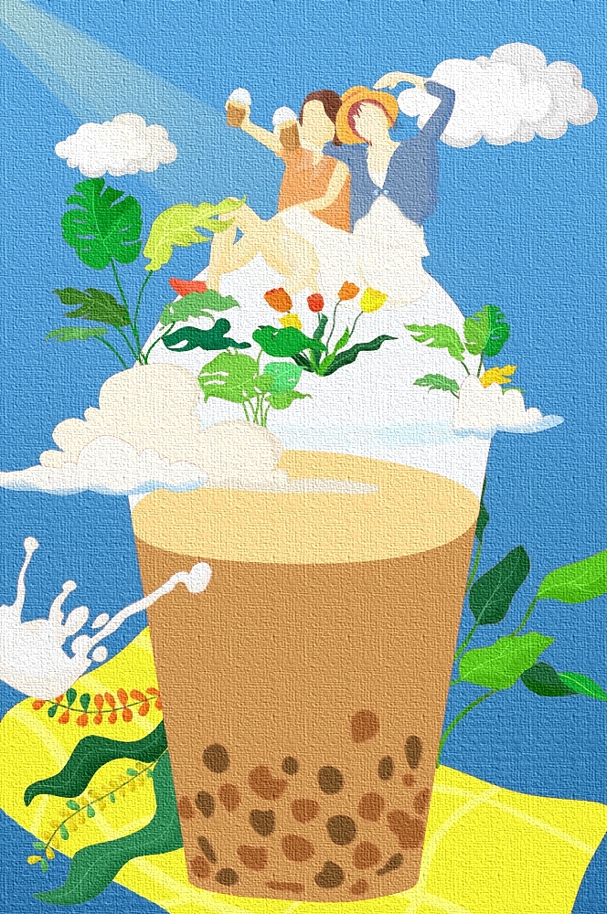 奶茶商业宣传插画