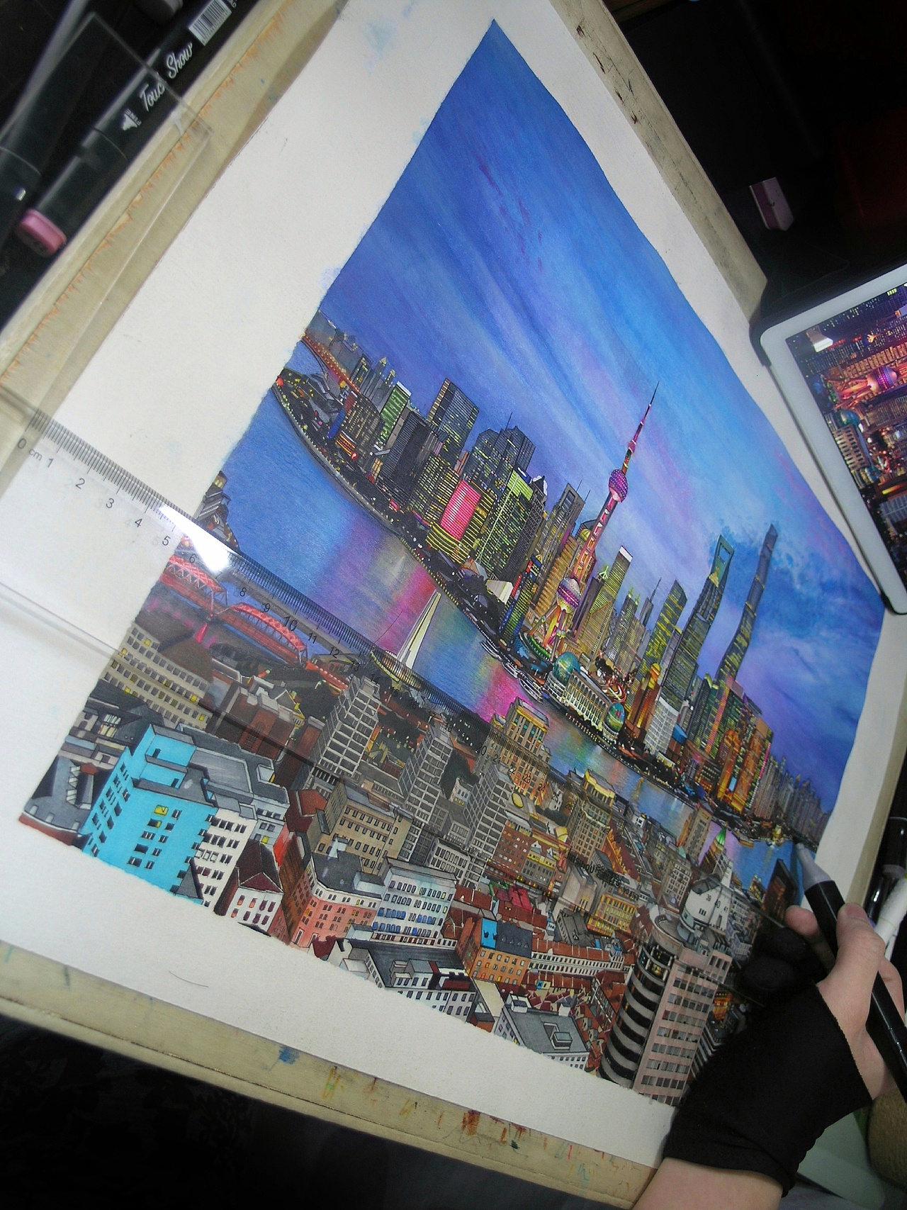 手绘马克笔《上海～陆家嘴》